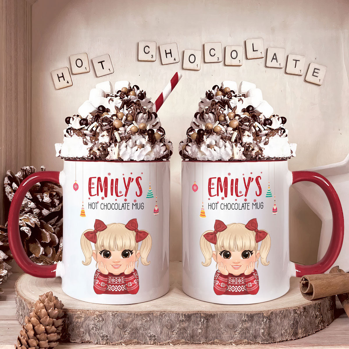 Kid's Hot Chocolate Christmas Mug - Personalized Enamel Mug