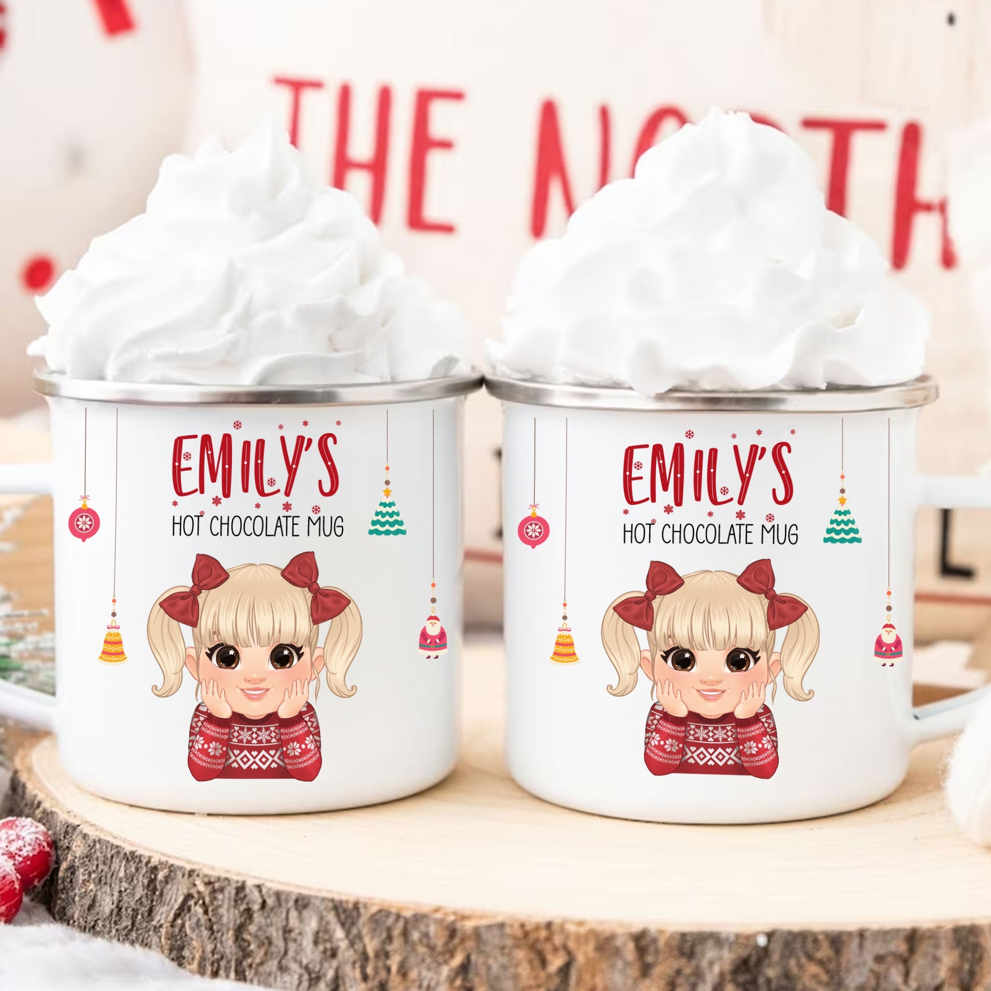 Kid's Hot Chocolate Christmas Mug - Personalized Enamel Mug