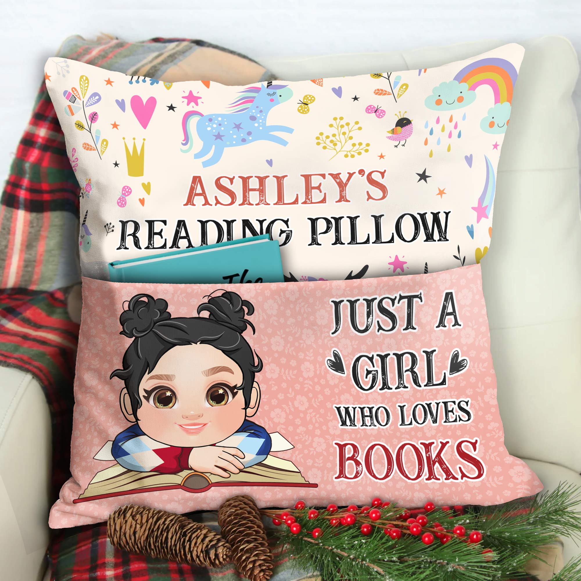 Kid's Reading Pillow - Personalized Pocket Pillow (Insert Included)