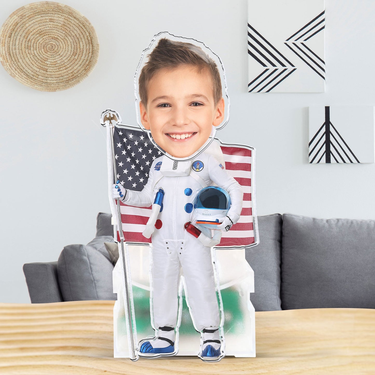 Kids Astronaut Boys Girls Playful - Personalized Photo Shaking Head Acrylic Standee