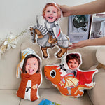 Kids In Fantasy World For Sons, Daughters, Grandkids - Personalized Photo Custom Shaped Pillow