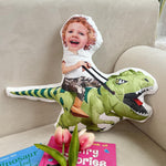 Kids Riding Dinosaur Unicorn For Sons, Daughters - Personalized Photo Custom Shaped Pillow