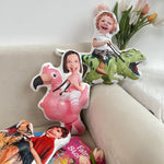 Kids Riding Dinosaur Unicorn For Sons, Daughters - Personalized Photo Custom Shaped Pillow
