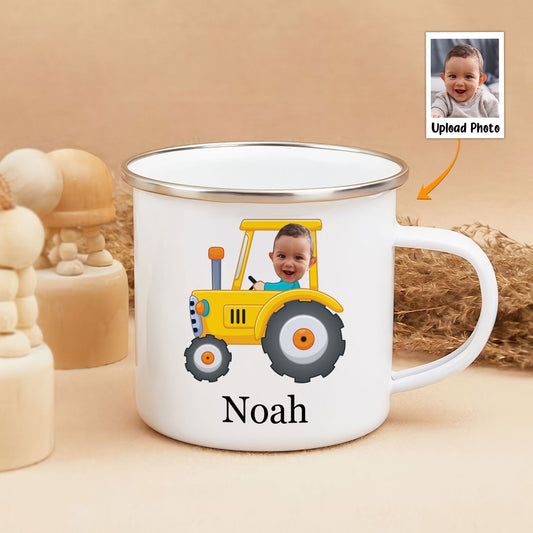 Kids Riding Vehicle - Personalized Photo Enamel Mug