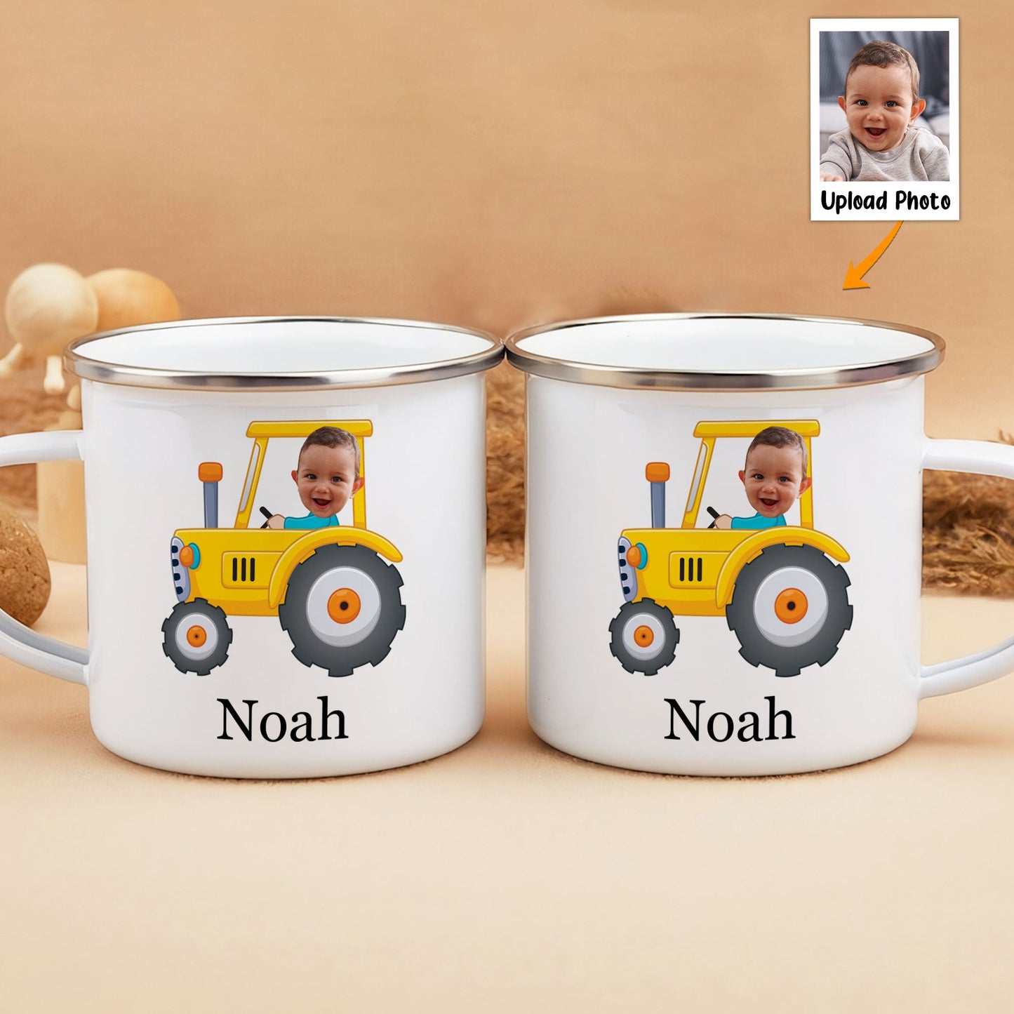 Kids Riding Vehicle - Personalized Photo Enamel Mug