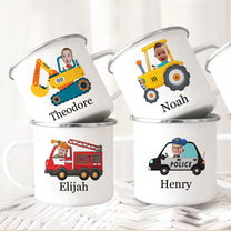 Kids Riding Vehicle - Personalized Photo Enamel Mug