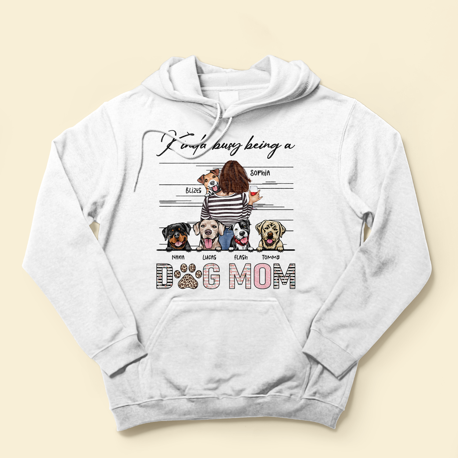Kinda Busy Being A Dog Mom - Personalized Shirt - Mother's Day, Birthday, Funny Gift For Dog & Cat Mom, Dog & Cat Lover