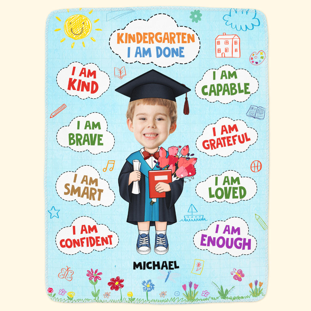 Kindergarten Graduation Gift For Kids - Personalized Kid Photo Blanket