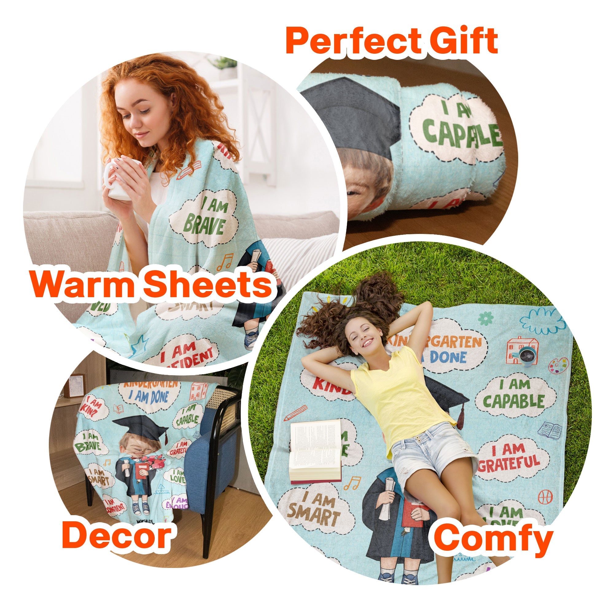 Kindergarten Graduation Gift For Kids - Personalized Kid Photo Blanket