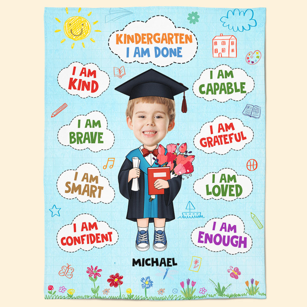 Kindergarten Graduation Gift For Kids - Personalized Kid Photo Blanket