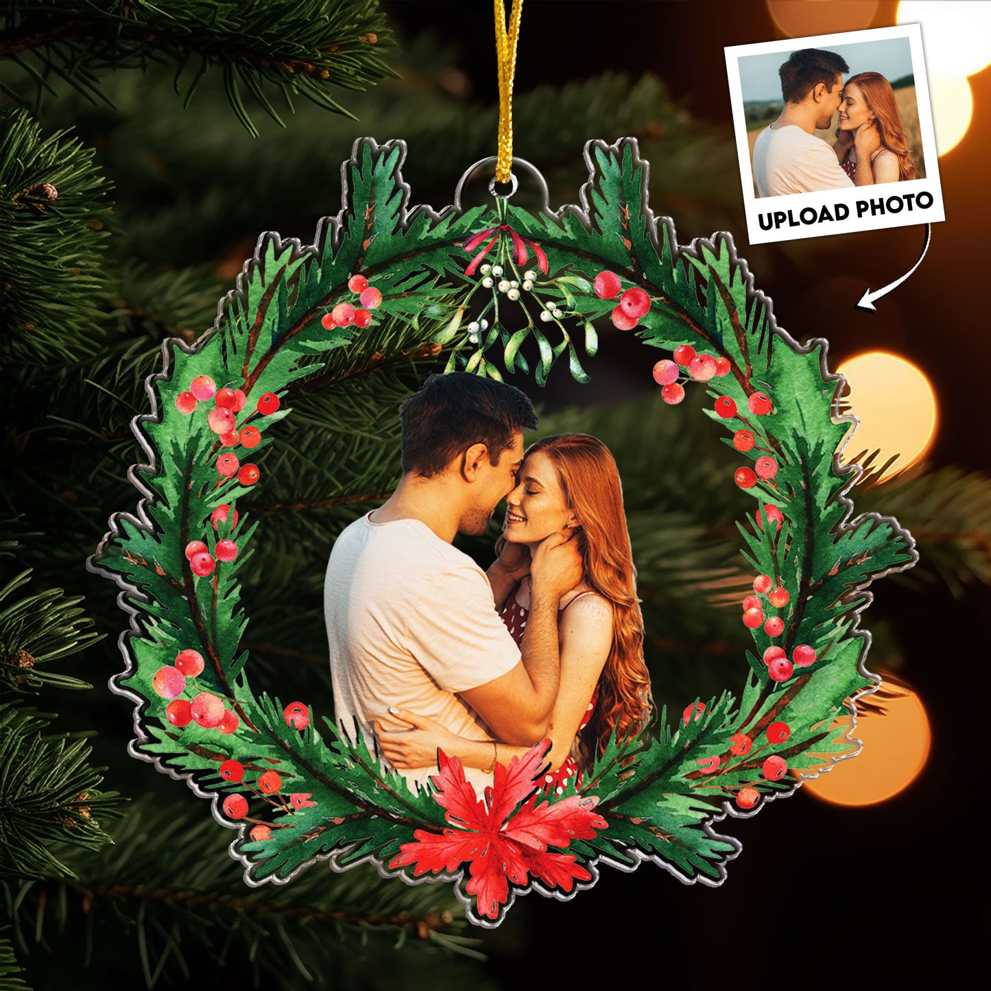 Kiss Me Under The Mistletoe - Personalized Acrylic Photo Ornament