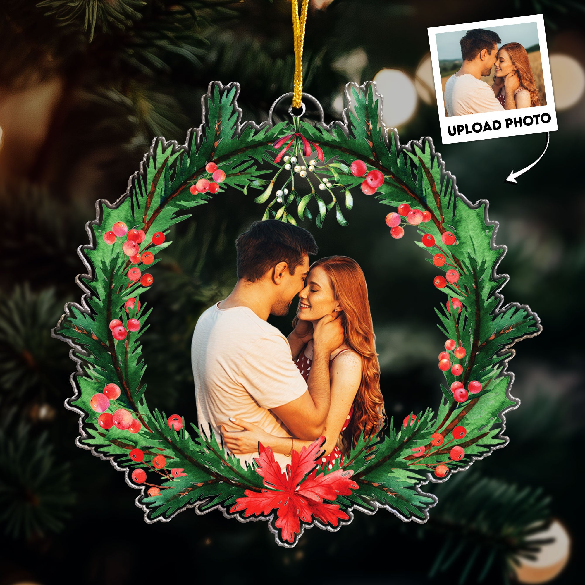 Kiss Me Under The Mistletoe - Personalized Acrylic Photo Ornament