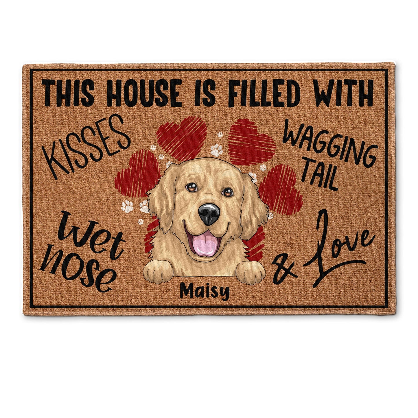 Kisses, Wet Nose, Wagging Tail , And Love - Personalized Doormat