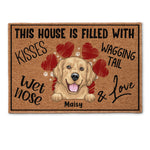 Kisses, Wet Nose, Wagging Tail , And Love - Personalized Doormat