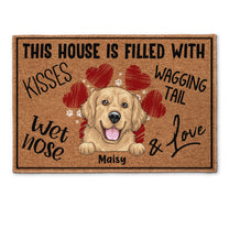 Kisses, Wet Nose, Wagging Tail , And Love - Personalized Doormat