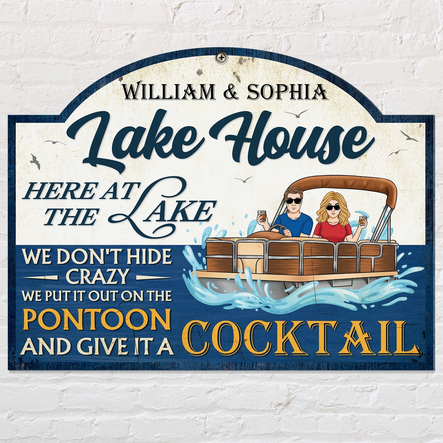 Lake House - Personalized Custom Shaped Metal Sign