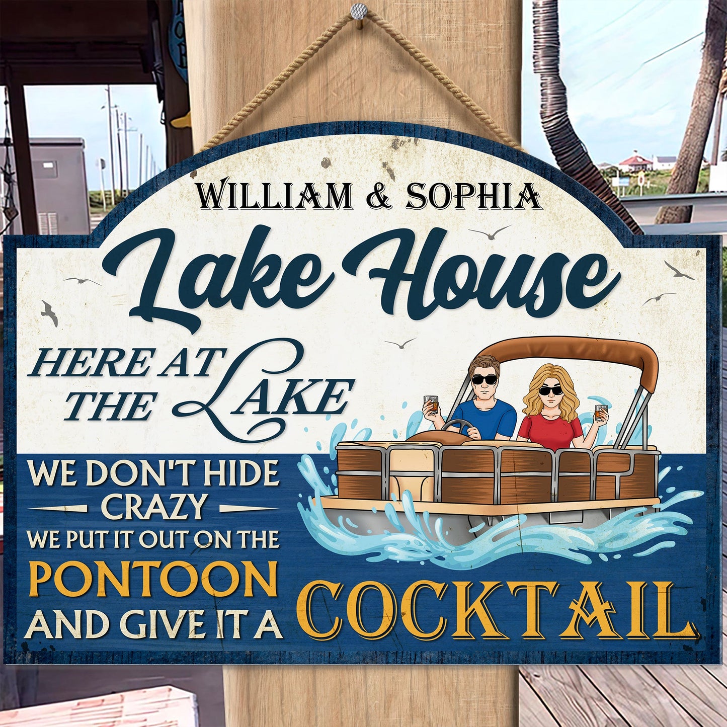 Lake House - Personalized Custom Shaped Metal Sign