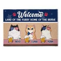 Land Of The Furry Home Of The Brave - Personalized Doormat