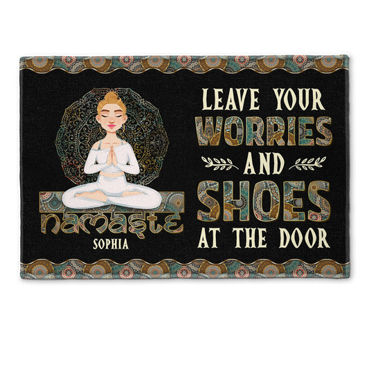 Leave Your Worries And Shoes At The Door - Personalized Doormat