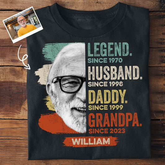 Legend Daddy Grandpa - Personalized Photo Shirt