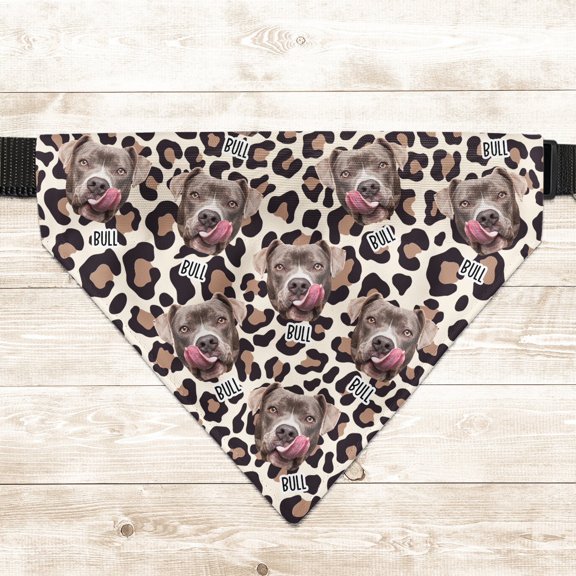 Leopard Dog Custom Face - Personalized Photo Dog Bandana Collar