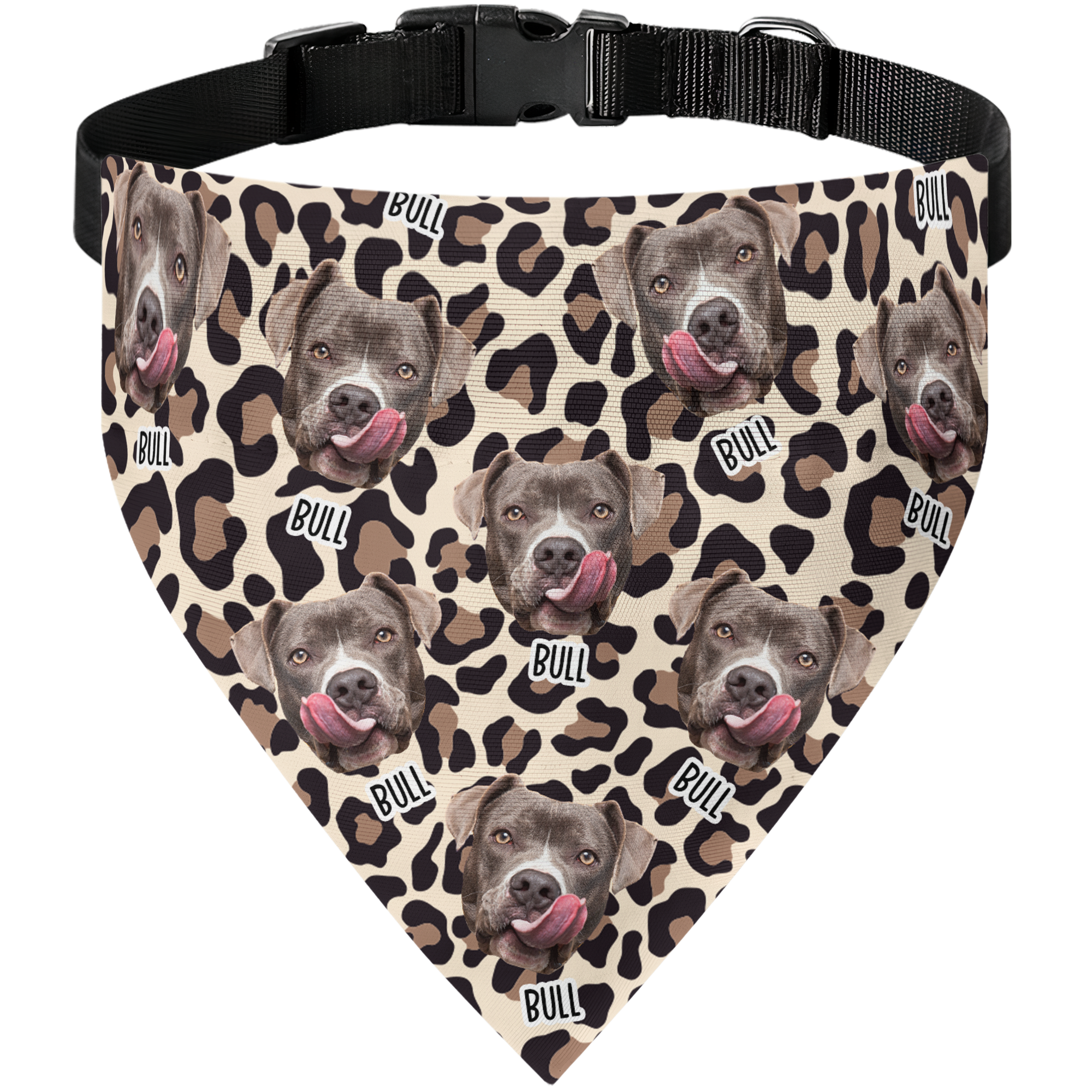 Leopard Dog Custom Face - Personalized Photo Dog Bandana Collar