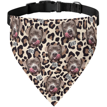 Leopard Dog Custom Face - Personalized Photo Dog Bandana Collar