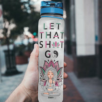 Let That Go - Personalized Water Bottle With Time Marker - Birthday, Motivation Gift For Yoga Girl, Yoga Lover