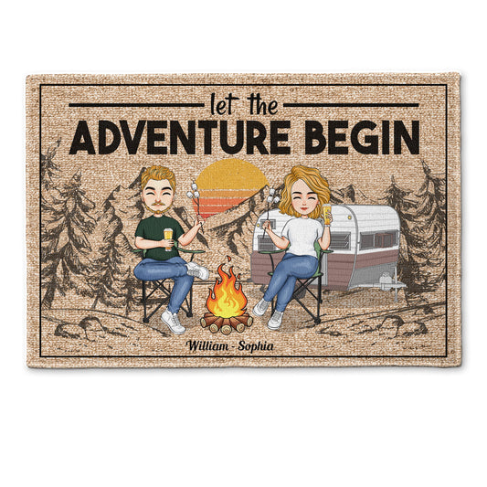 Let The Adventure Begin - Personalized Doormat - Home Decor, Birthday, Loving Gift For Camping Lovers, Family