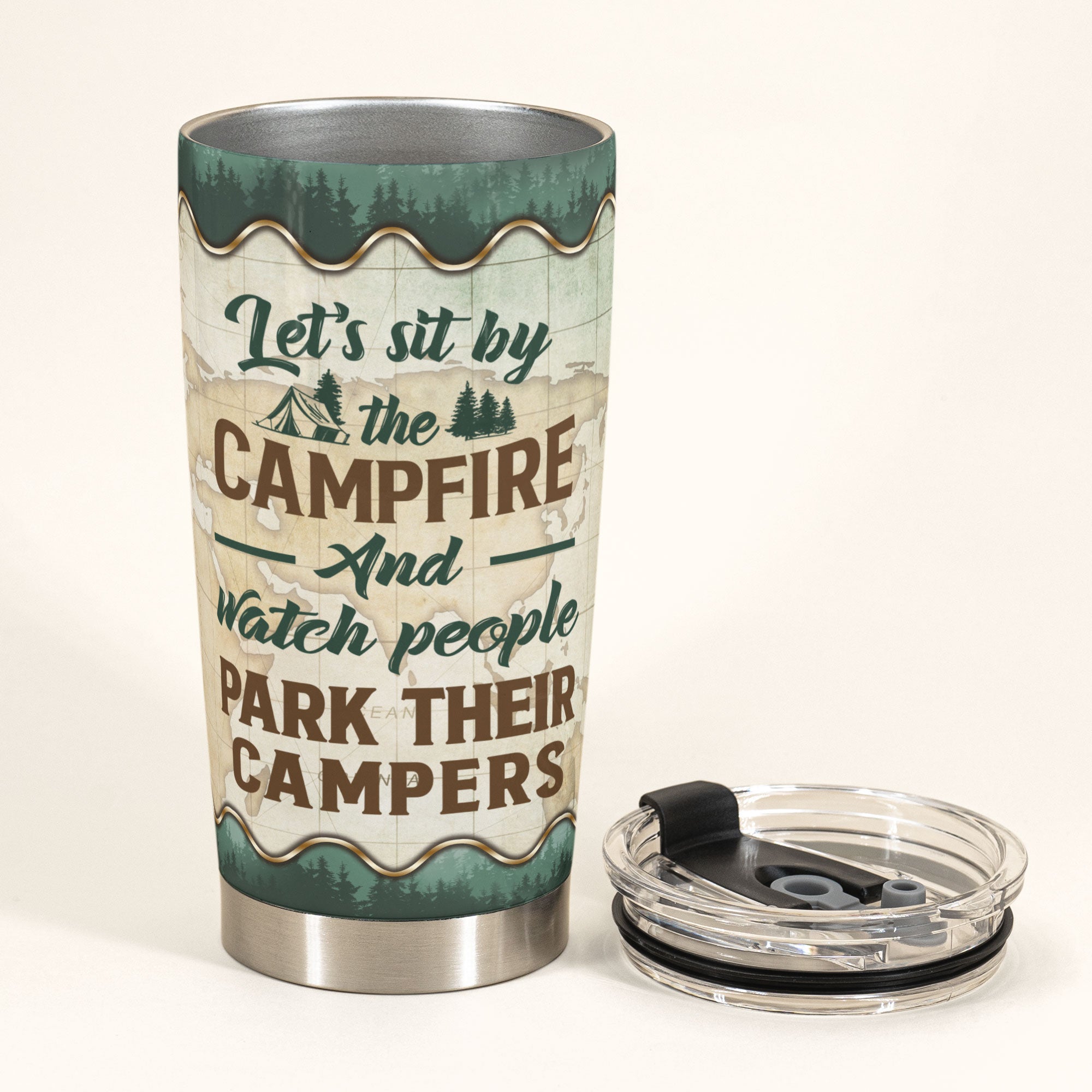 Let's Sit By The Campfire - Personalized Tumbler Cup - Birthday, Christmas Gift For Camping Friends