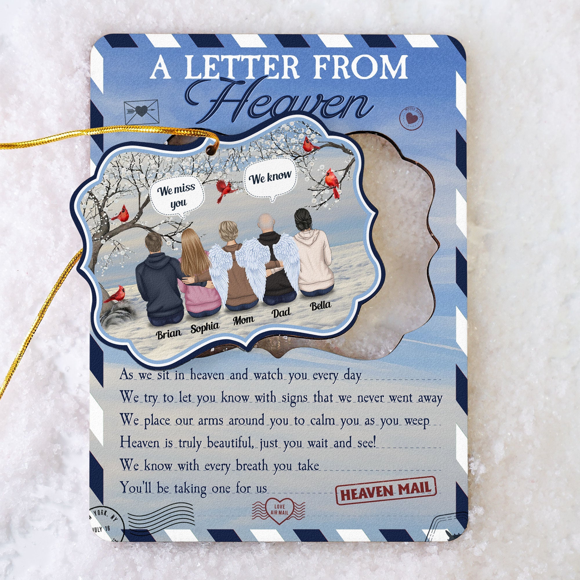 Letter From Heaven - Personalized Christmas Wooden Card With Pop Out O ...