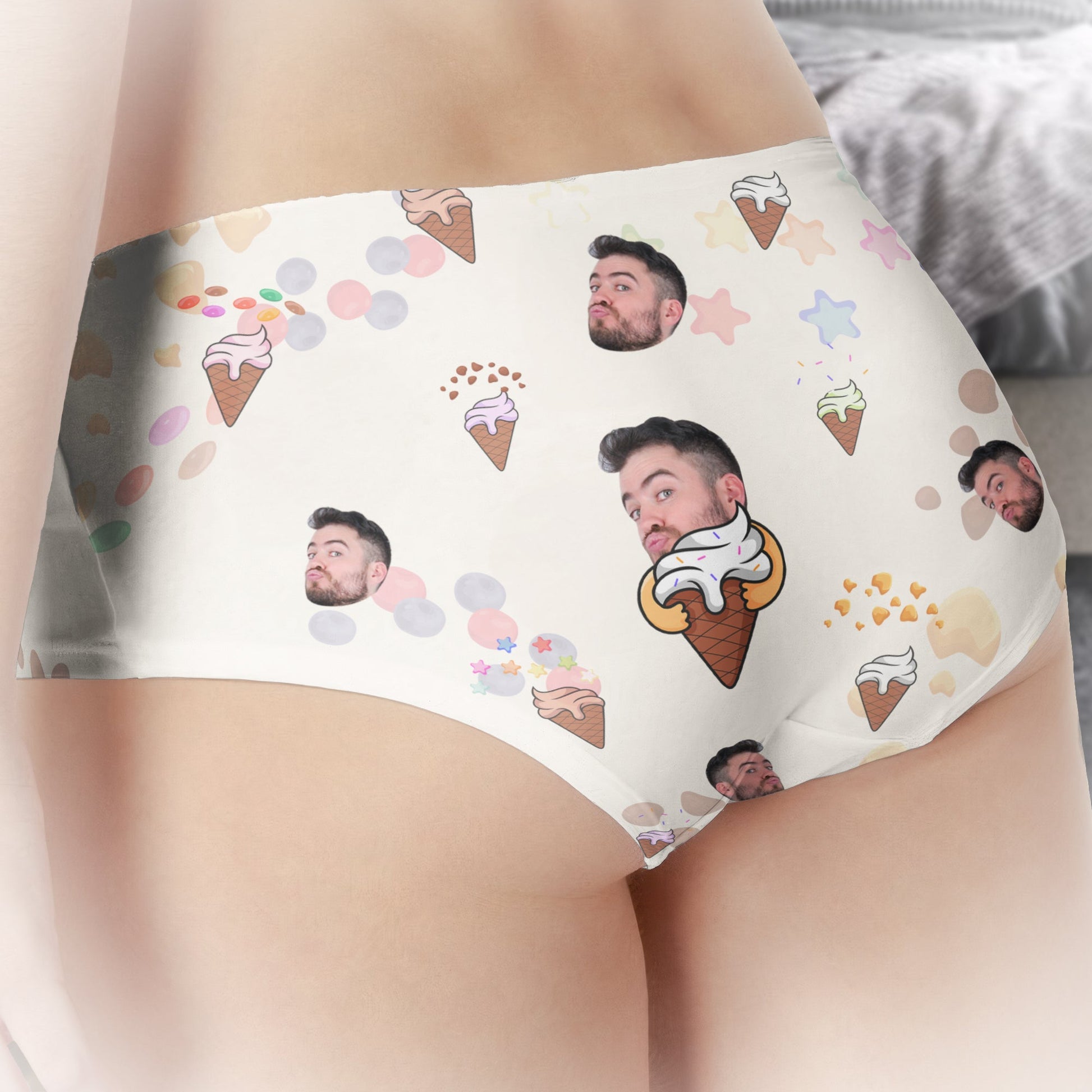 Lick Me Till Ice Cream - Personalized Photo Women's Low-Waisted Brief