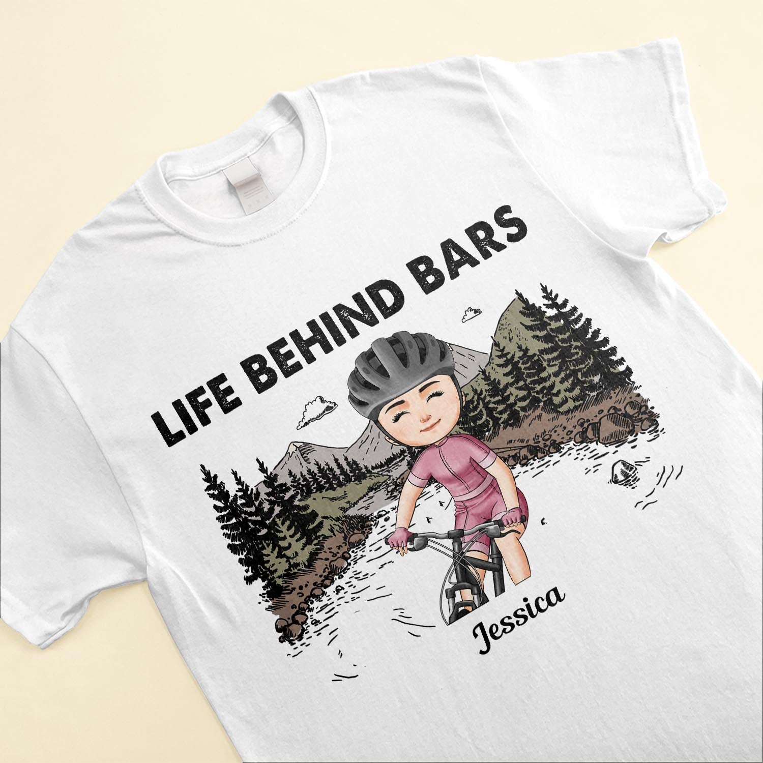 Life Behind Bars - Personalized Shirt - Birthday, Motivation Gift For Her, Girl, Woman, Cyclist, Biker