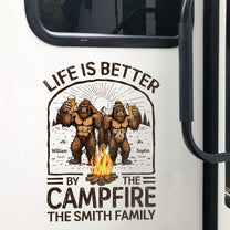 Life Is Better By The Campfire Bigfoot Couple - Personalized RV Decal