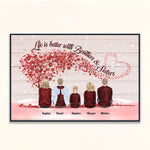 Life Is Better With Brothers & Sisters - Sitting Family - Red Tree 2 - Personalized Poster/Wrapped Canvas