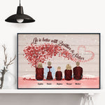 Life Is Better With Brothers & Sisters - Sitting Family - Red Tree 2 - Personalized Poster/Wrapped Canvas