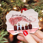 Life Is Better With Brothers & Sisters - Sitting Family - Red Tree - Personalized Aluminum Ornament - Christmas, New Year Gift For Family, Sisters, Brothers, Siblings