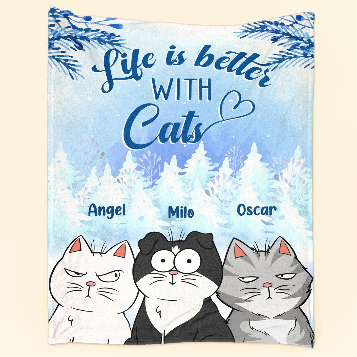 Life Is Better With Cats - Personalized Blanket