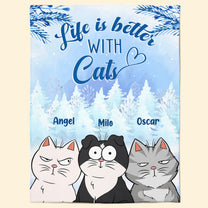 Life Is Better With Cats - Personalized Blanket