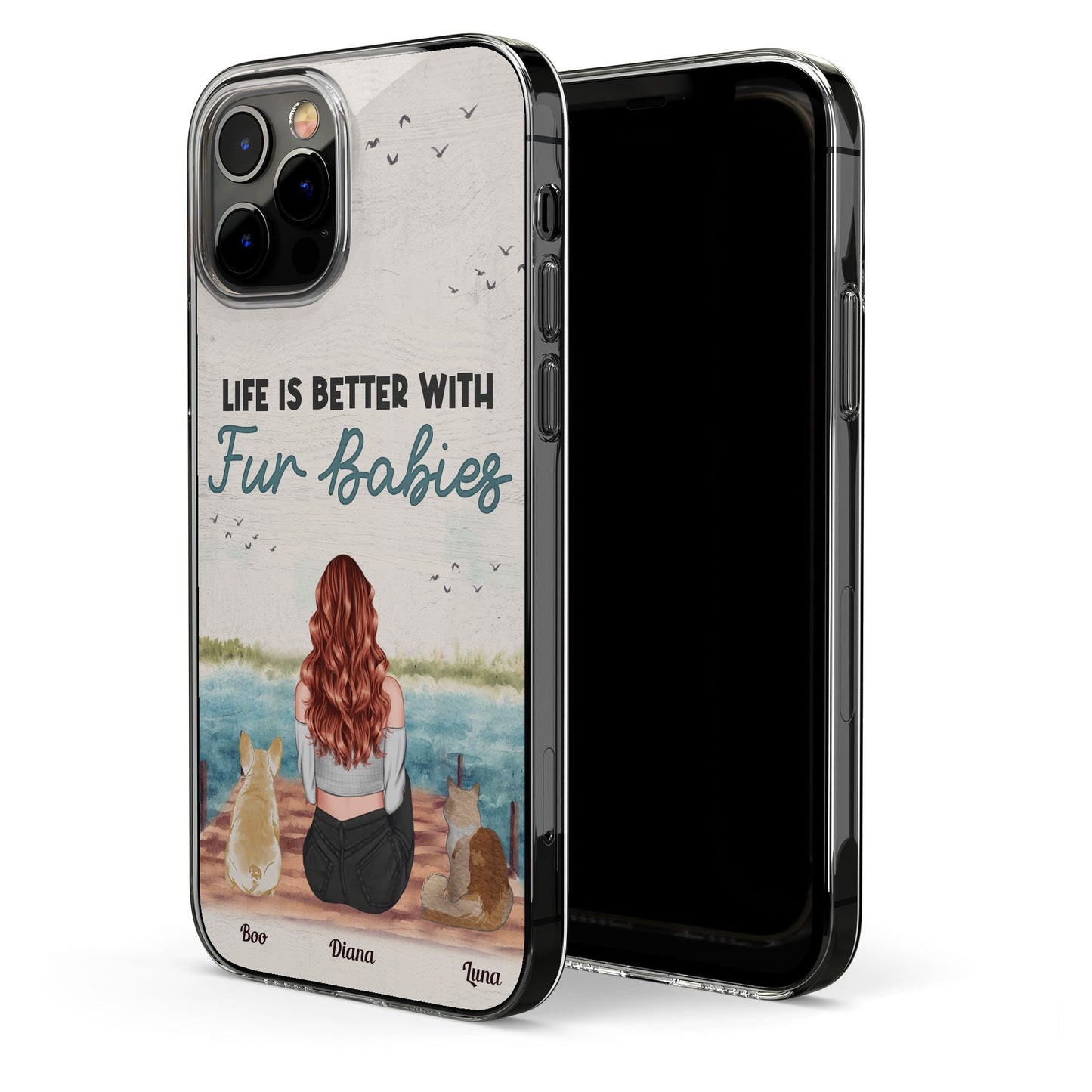 Life Is Better With Fur Babies - Personalized Clear Phone Case