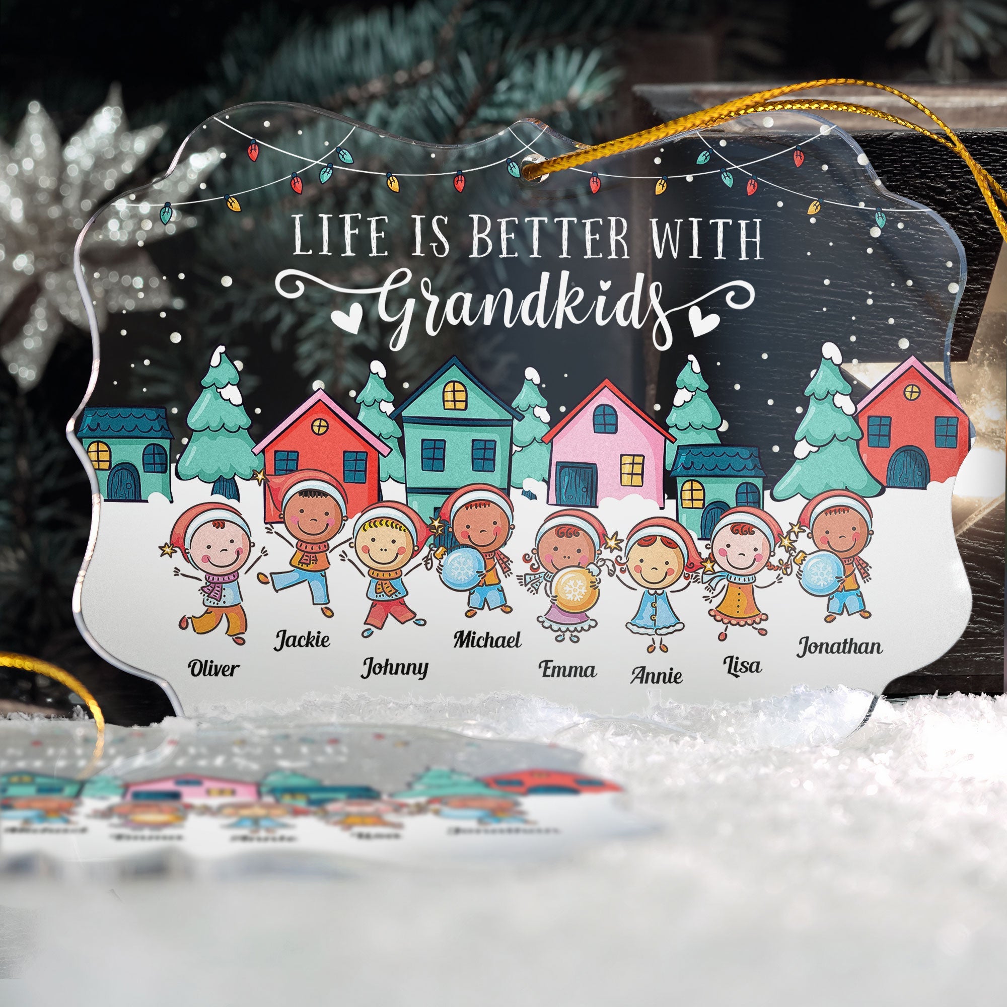 Life Is Better With Grandkids  - Personalized Acrylic Ornament - Christmas, New Year Gift For Grandkids, Grandparents