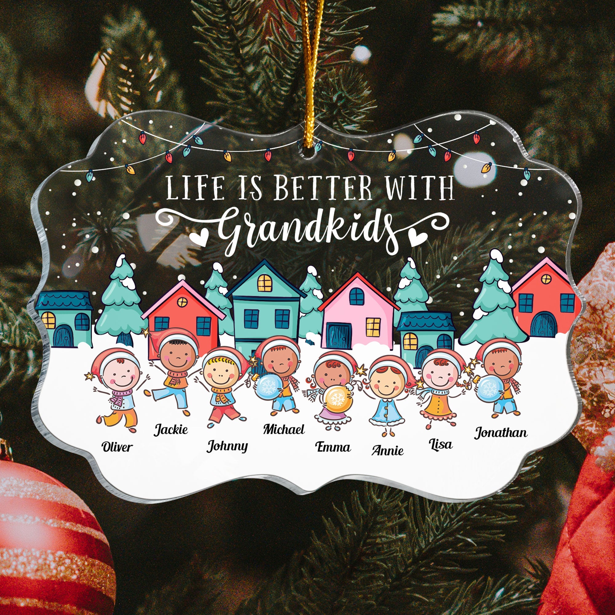 Life Is Better With Grandkids  - Personalized Acrylic Ornament - Christmas, New Year Gift For Grandkids, Grandparents