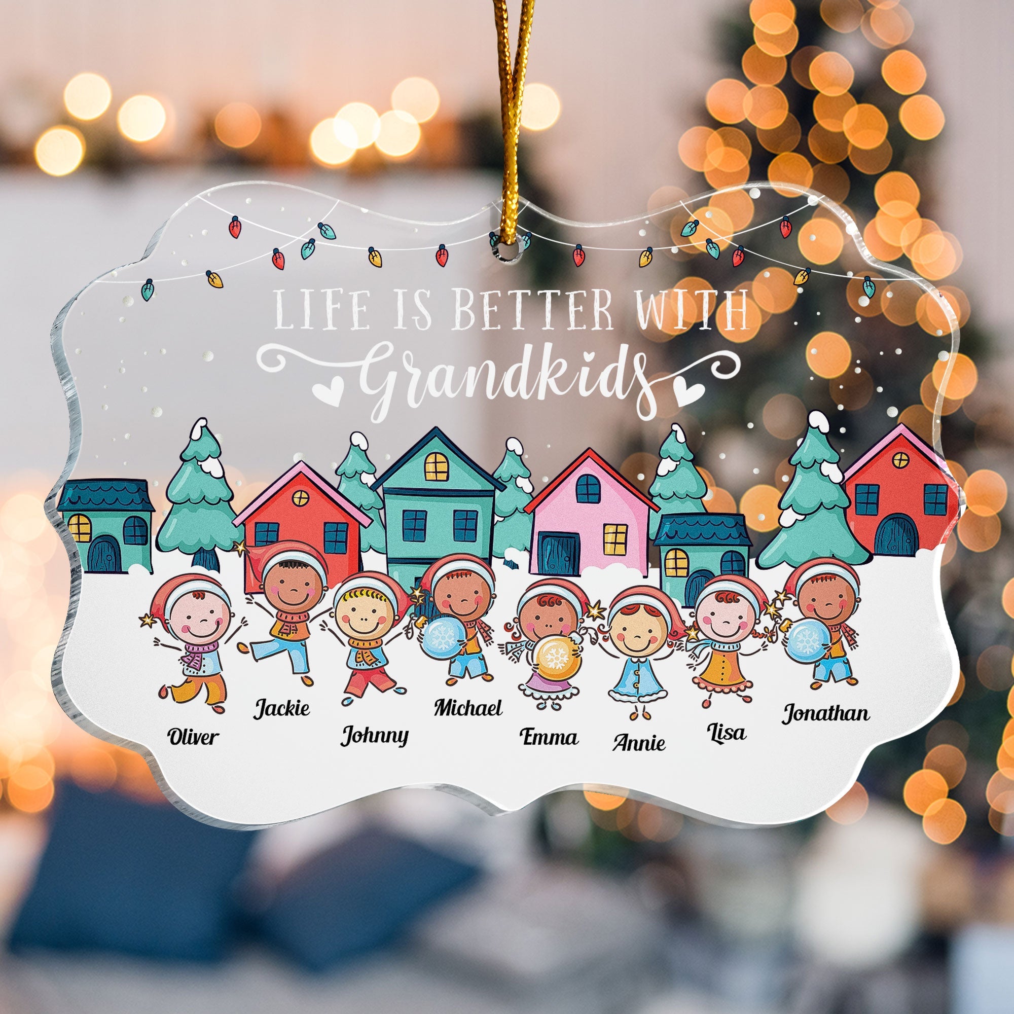 Life Is Better With Grandkids  - Personalized Acrylic Ornament - Christmas, New Year Gift For Grandkids, Grandparents