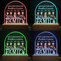 Life Is Better With Sisters And Brothers - Personalized LED Light