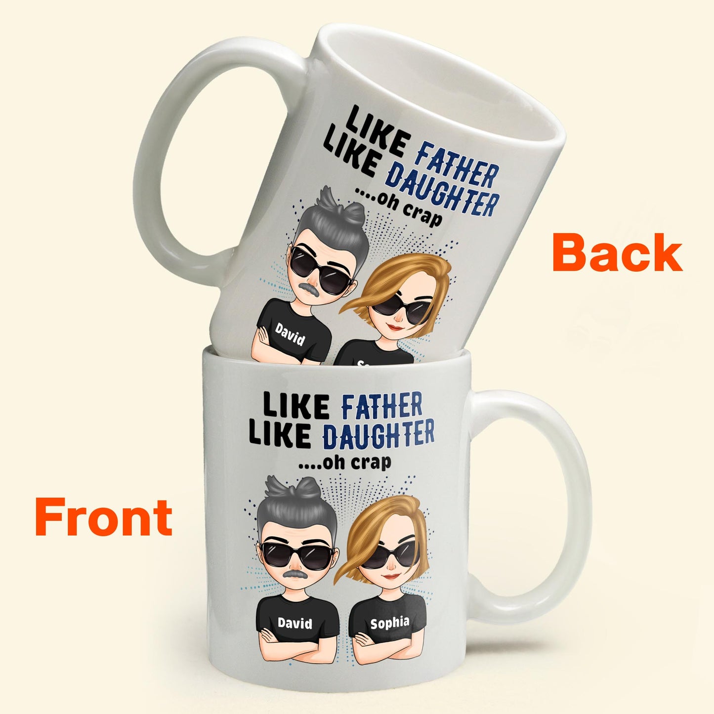 Like Father Like Daughter Oh Crap - Chibi Version  - Personalized Mug