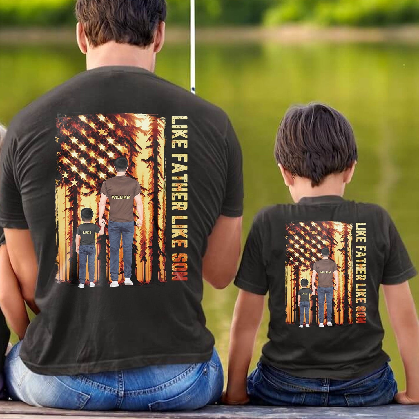 Like Father Like Son Father's Day Gift - Personalized Back Printed Shirt