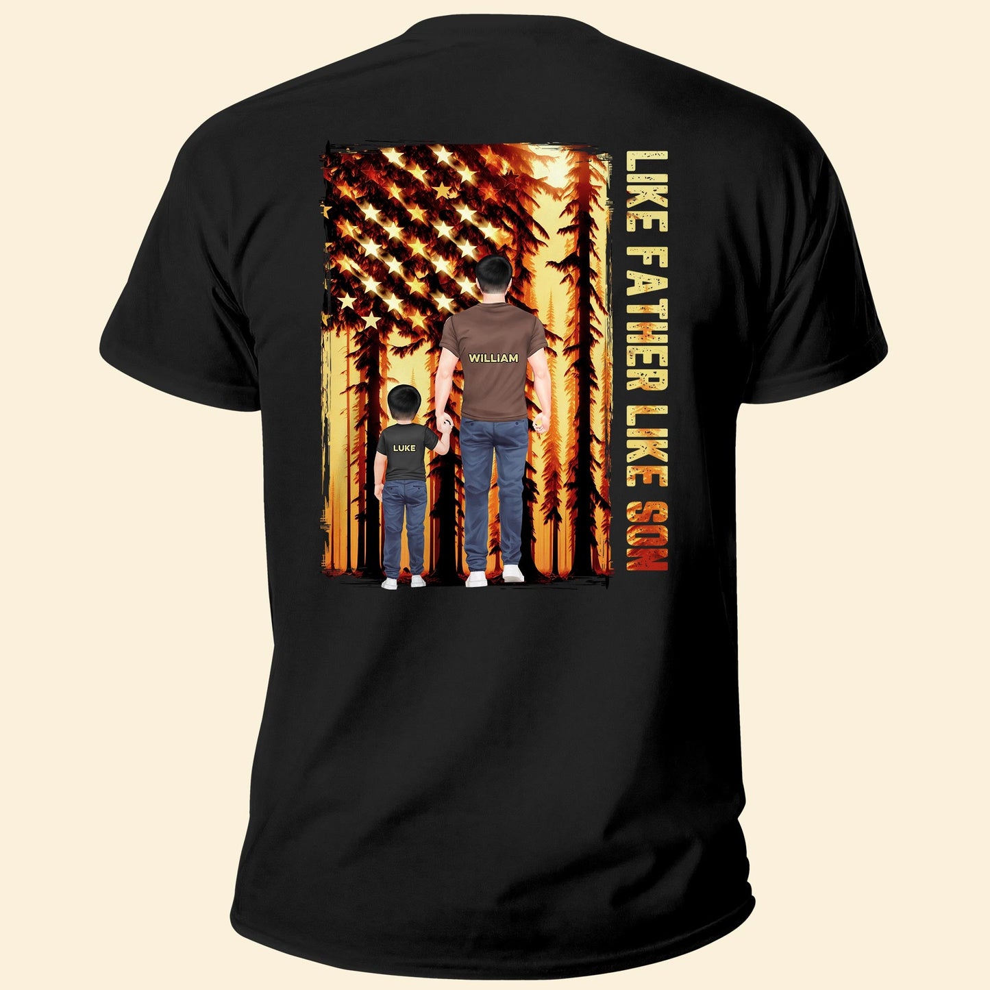 Like Father Like Son Father's Day Gift - Personalized Back Printed Shirt