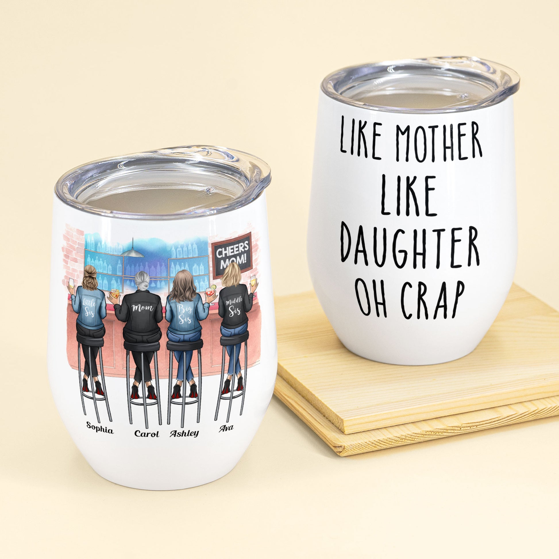 Mother Daughter Custom Wine Tumbler Like Mother Like Daughter Oh Crap  Personalized Gift