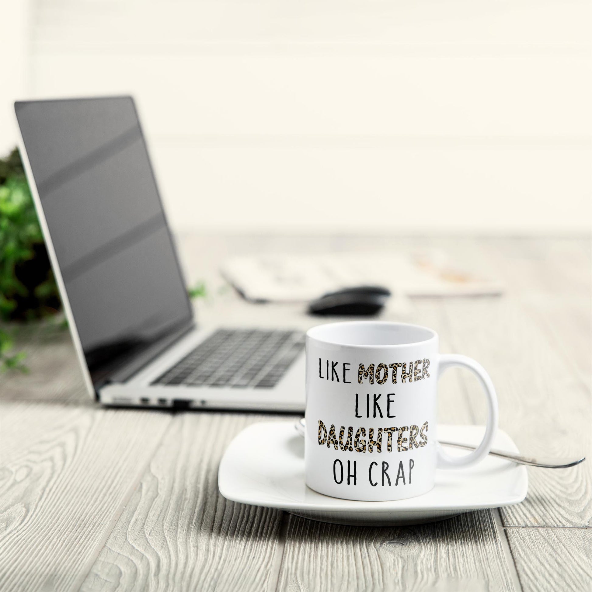 Like Mother Like Daughter Oh Crap Leopard Design  - Personalized Mug - Birthday Gift For Mother, Mom, Daughter - Chibi Girls