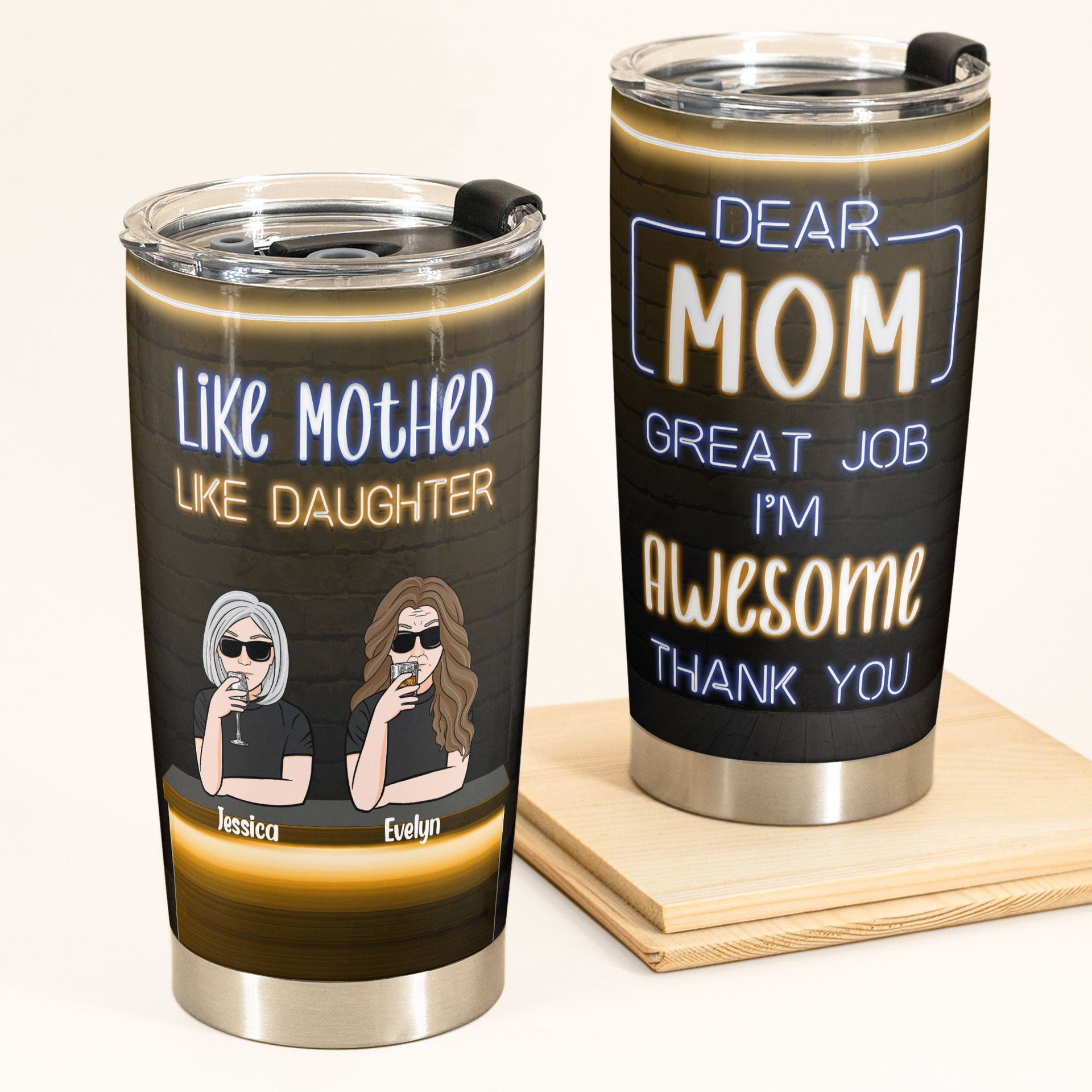 Like Mother Like Daughter Chibi - Personalized Tumbler Cup - Birthday  Mother's Day For Mom Funny Gift For Daughter - Gift From Daughter, Husband,  Mom